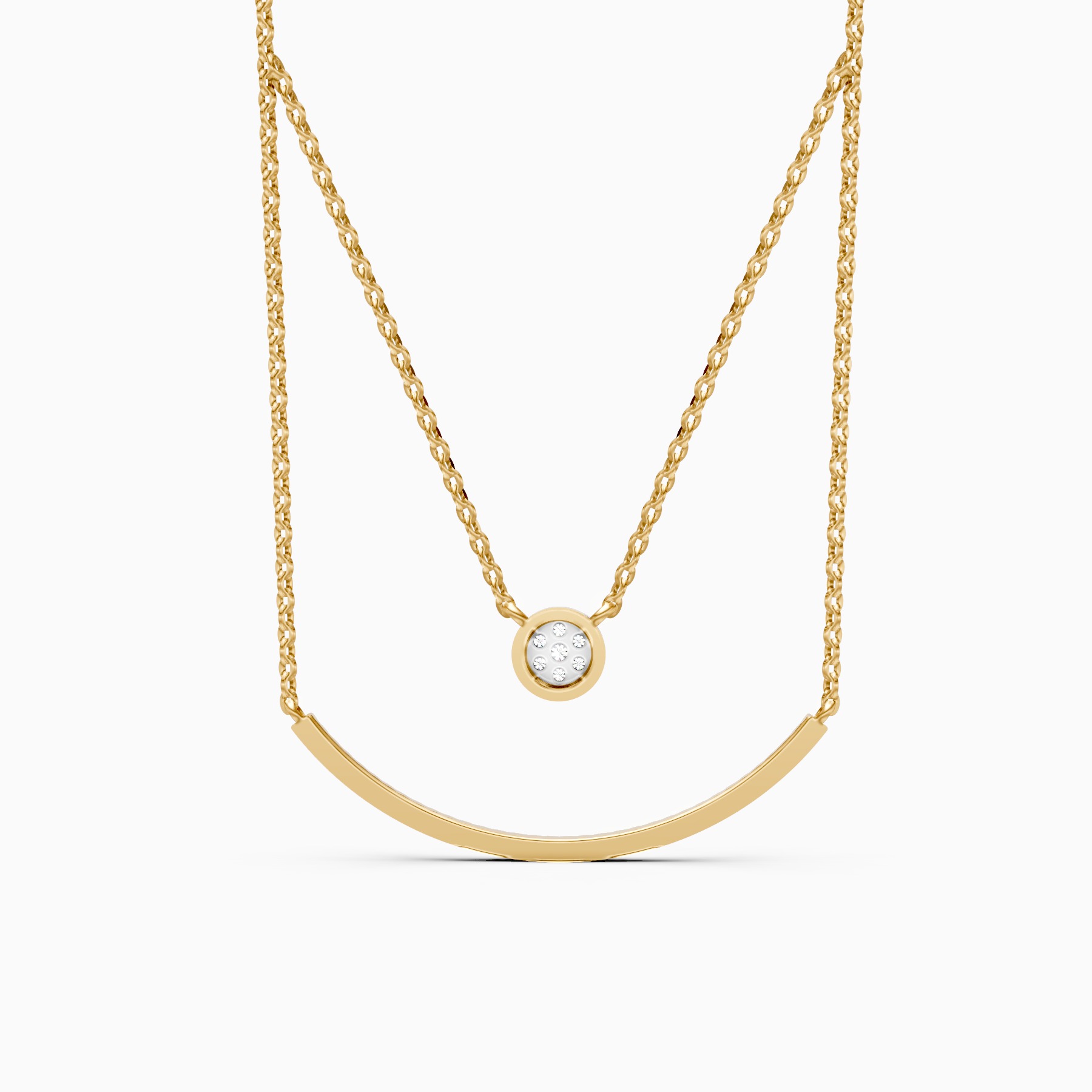 Modern Two Layer Lab Grown Diamond Necklace